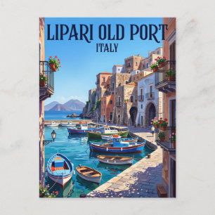 Oude haven van Lipari Italië Briefkaart