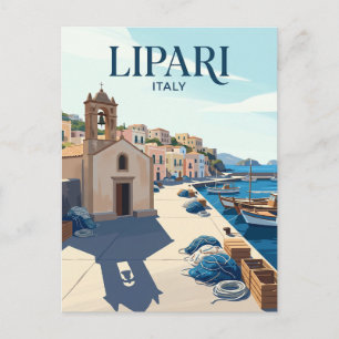 Oude haven van Lipari Italië Briefkaart