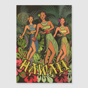 Oude Hawaï Hula Dansers Retro Tiki Palmboom