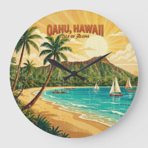 Oude Hawaiaanse Reisposters - Oahu Grote Klok