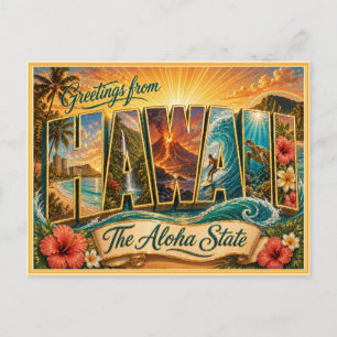 Oude Hawaiiaanse Groet Van Ansichtkaart Briefkaart