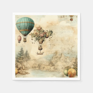 Oude Heet Luchtballon in een Serene Landschap Servet