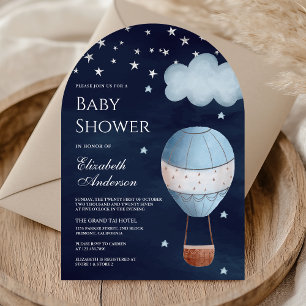 Oude Heet Luchtballon Marineblauwe Boog Baby Showe Kaart