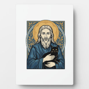 Oude heilige kat portret vector shirt ontwerp_1 fotoplaat