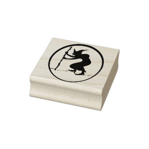 Oude heks 2-silhouette kunstzegel rubberstempel