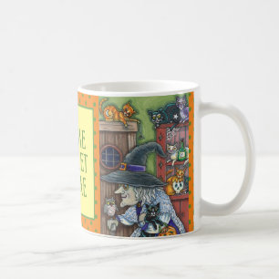 OUDE HEKS GELUKKIG HUIS, VEEL KATTEN & UIL HALLOWE KOFFIEMOK