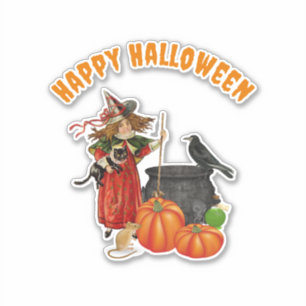 Oude heks Halloween op maat gesneden vinyl sticker