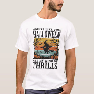 Oude Heks Halloween Verschrikkingsscène Gravure De T-shirt
