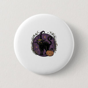 Oude heks kat Halloween vector shirt ontwerp_1 Ronde Button 5,7 Cm