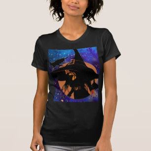 Oude heks Oogstmaan Zwarte Vogel Kunst T-shirt