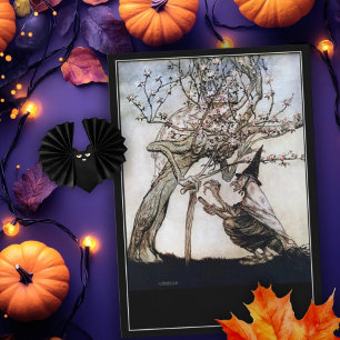 Oude heks op Halloween van Arthur Rackham  Kaart