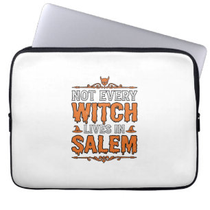 Oude Heks Salem Halloween Typografie Ontwerp_1 Laptop Sleeve