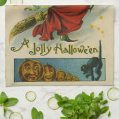 Oude heks van Halloween Theedoek (Gevouwen)