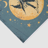 Oude heks vliegt over maan decoupage tissuepapier (Detail)
