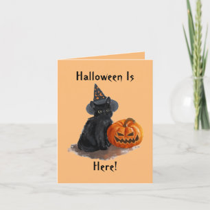 Oude heksenkat Halloween kaart