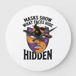 Oude Heksenmasker Halloween Gezichts Illusie Kunst Grote Klok