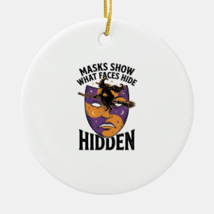 Oude Heksenmasker Halloween Gezichts Illusie Kunst Keramisch Ornament
