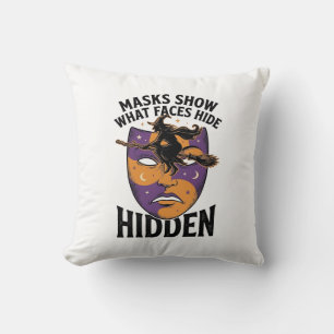 Oude Heksenmasker Halloween Gezichts Illusie Kunst Kussen