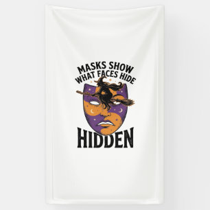 Oude Heksenmasker Halloween Gezichts Illusie Kunst Spandoek