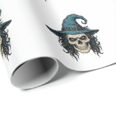 Oude Heksenskelet Halloween Vector T-shirt Ontwerp Cadeaupapier (Rol Hoek)