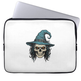 Oude Heksenskelet Halloween Vector T-shirt Ontwerp Laptop Sleeve