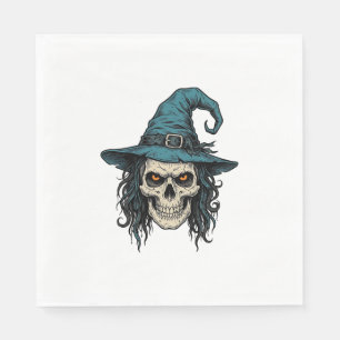 Oude Heksenskelet Halloween Vector T-shirt Ontwerp Servet