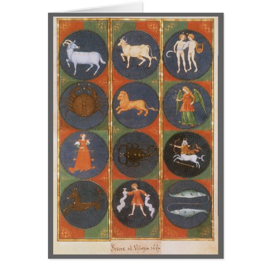 Oude Hemelkaart, Astrologische Dierenriem, 1475 (Voorkant)