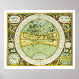Oude Hemispheres van de wereld, bord 94 van 'T Poster