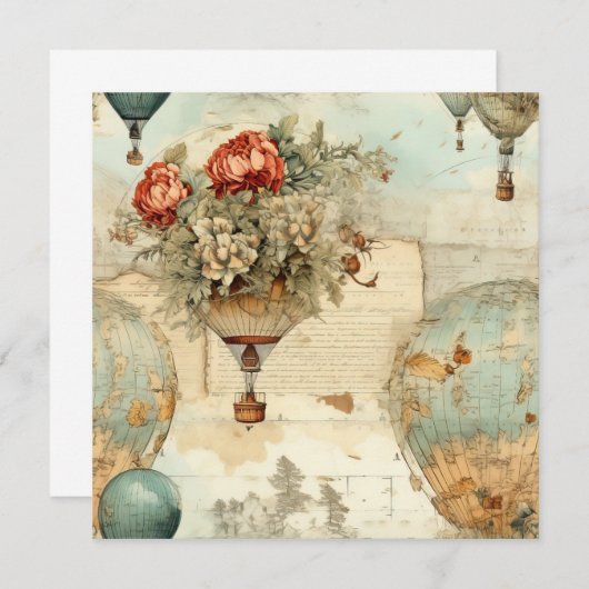 Oude hemluchtballon in een serene landschap (3) (Voorkant / Achterkant)