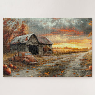 Oude herfst landweg en schuur 20x30 legpuzzel