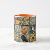 Oude herfst patchwork uitziende pompoen uil bloem mok (Midden)