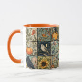 Oude herfst patchwork uitziende pompoen uil bloem mok (Links)