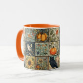 Oude herfst patchwork uitziende pompoen uil bloem mok (Voorkant links)