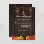 Oude herfstbladeren Vintage lantaarns Houten RSVP (Voorkant / Achterkant)