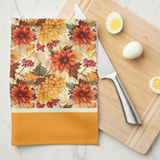 Oude herfstbloemen theedoek