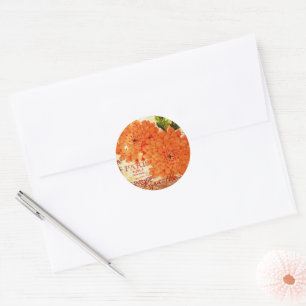 Oude herfstchrysanten ronde sticker