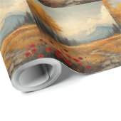 Oude herfstweide-schildering klaprozen cadeaupapier (Rol Hoek)