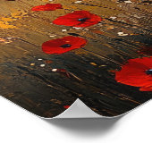 Oude herfstweide-schildering klaprozen poster (Hoek)