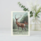 Oude hertenbok ingekleurd Seizoensgroeten Briefkaart (Staand voorkant)