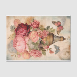 Oude heteluchtballon met bloemen tissuepapier