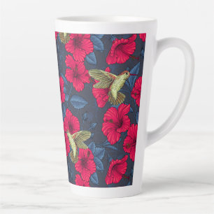 Oude Hibiscus Botanische en Kolibrie Latte Mok