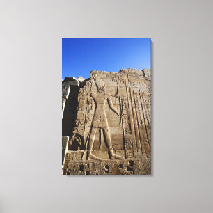 Oude hiërogliefen op muur, Tempel van Karnak, Canvas Afdruk
