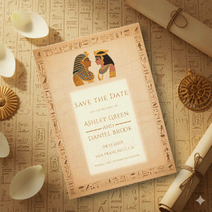 Oude Hierseglyph Koning en Koningin Egyptische Tro Save The Date