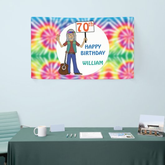 Oude Hippie Hippy Tie Dye 70th Birthday Party Bann Spandoek (Beurs)