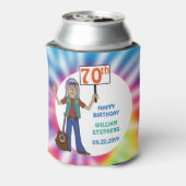 Oude Hippie Hippy Tie Dye 70th Birthday Party Blikjeskoeler (Blikje Achterkant)