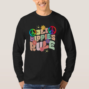 Oude hippies heersen vredesteken hippy t-shirt