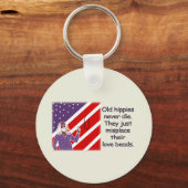 Oude Hippies sterven nooit... Button Sleutelhanger (Voorkant)