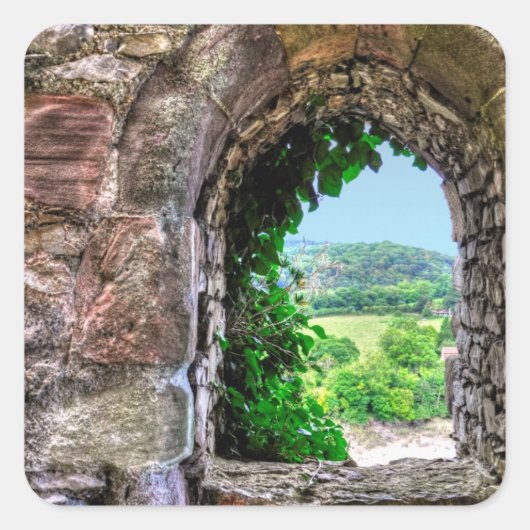 Oude historische sites, Castle Ruins of Britain Vierkante Sticker (Voorkant)