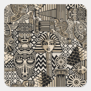 Oude Historische Symbolen Tattoo stijl Vierkante Sticker