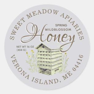 Oude Hive Spring Wilde bloesem Honing Fancy Ronde Sticker
